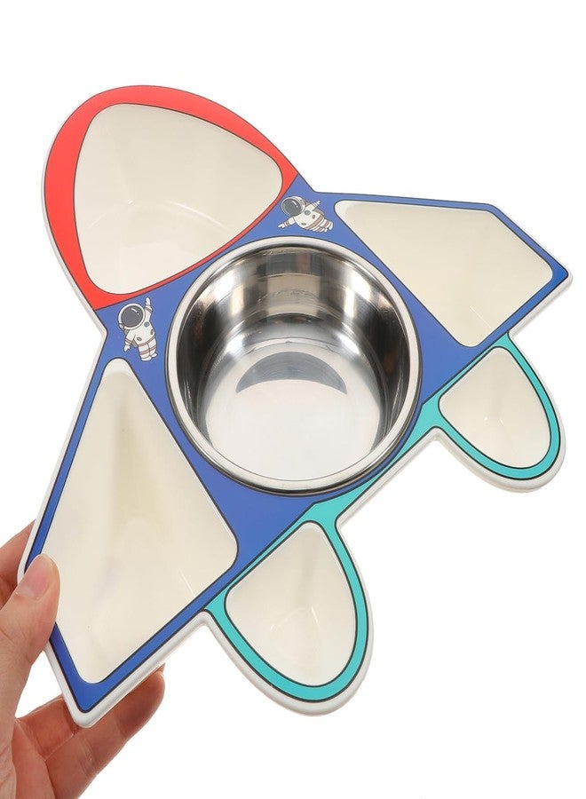 ياردوي طقم أطباق طعام مقسمة للأطفال من ياردوي كيدز، على شكل طائرة، مع ملعقة وشوكة، طبق تغذية للأطفال بثلاثة أقسام، آمن وغير سام وسهل التنظيف لوقت الوجبات - Image 4